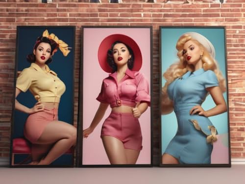 Poster Abstract Pinup Girls Art triptyque A0 pour une decoration murale grand format