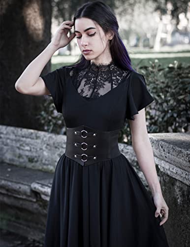 Womens Dress Midi Length Medieval Goth Punk Costumes Dresses Black Xxl #TOP6