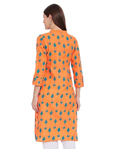 Image of ALC Creations Women's Cotton Straight Kurti(ALC9016ORNG Orange XXL)