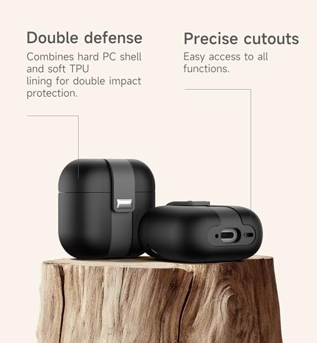 Image of SURITCH for AirPods 4 Case (2024), Magnetic Lock Bumper Cases Compatible with Airpods 4th Generation, Rugged Protective Cover with Stylish Hanging Lanyard Cases for Women Men, Black
