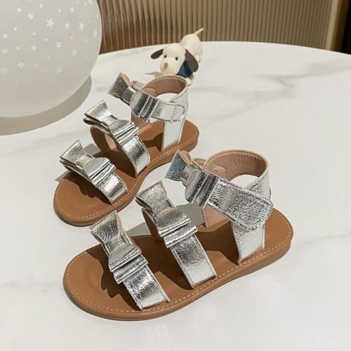 Girl's Sandals with Bow Elegant Dress Shoes Adorable Summer Party Wedding Flats Toddler4