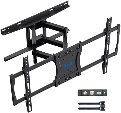 Rentliv TV Wall Bracket for Most 37-75 inch LED LCD OLED Flat Curved TVs Up to 60 Kg Full Motion TV Mount with Swivel Articulating 6 Arms Tilts Rotation TV Wall Mount Max VESA 600x400mm