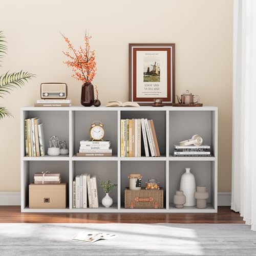 YESHOMY 8-Cube Open Frame Bookcase with Adjustable Shelves