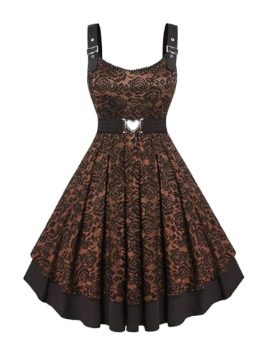 Image of Rosegal Women Plus Size Retro Lace Belt Party Cocktail Dress