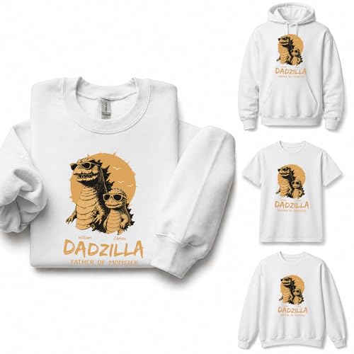 OHWIPI Personalized Dadzilla T-Shirt, Fathers Day Shirt for Dad with Names, Custom Family T Shirt Matching Mom Dad and Kids, Gifts for Him Daddy Grandpa Husband, Best Dad Ever Gifts