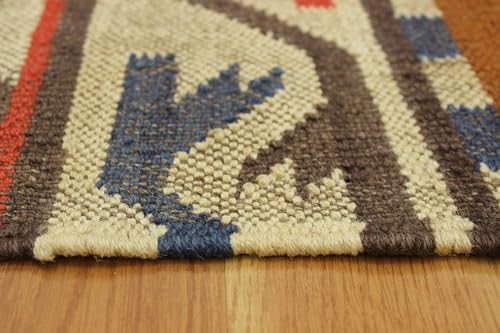 Casavani WJRH-13-2.6X4-FEET-RUNNER Runner - 2.6X4 Area Rug Reversible Kilim Rug Red Multicolor Wool & Jute Indoor Outdoor Use Flatweave Rug High Traffic Area Lake House Bedroom Bedside Runner Kitchen Hallway thumb #5