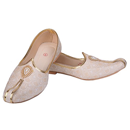 Rajwada Men's Sherwani Shoes Pakistani Shoes Padhani Shoes Lahori Gold Nagra Jutti (US 9)