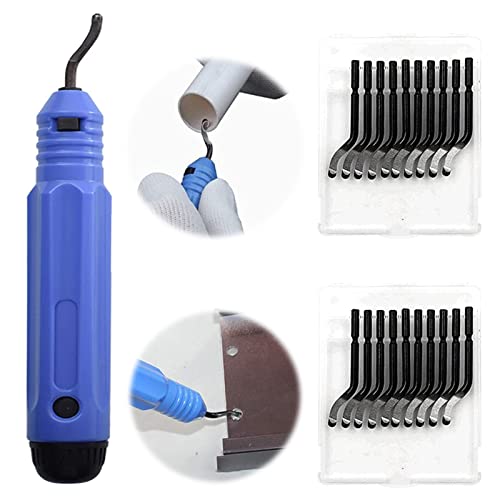 Desbarbado Manual Juego De Herramientas Con Mango De Metal Y 20 Cuchillas De Repuesto Cuchilla Giratoria De 360 ° Herramientas De Desbarbado Para Impresoras 3D Plástico Aluminio Y Acero Inoxidable Cover