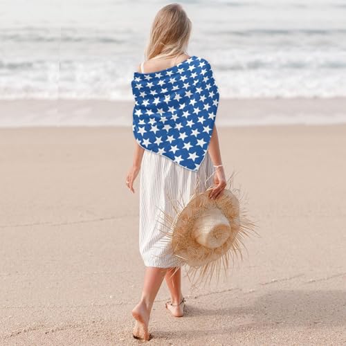 JUNZAN Foulard pour femme avec étoiles bleu marine - Grand foulard carré en satin pour dormir - 88,9 cm – vue 5