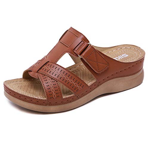 Qly women's orthopedic buckle sandals, fashion wedge platform buc…
