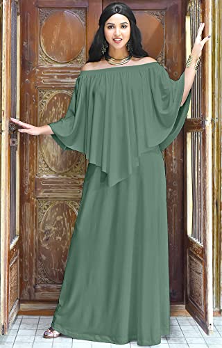 Image of KOH KOH Womens Strapless Off Shoulder Flattering Cocktail Maxi Dress Gown