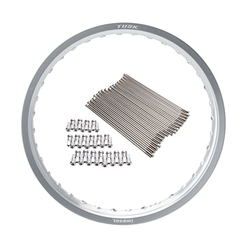 Tusk Impact Rear Rim and Spoke Kit 19 x 2.15 Silver for Kawasaki KX250 1999-2007,2019-2023