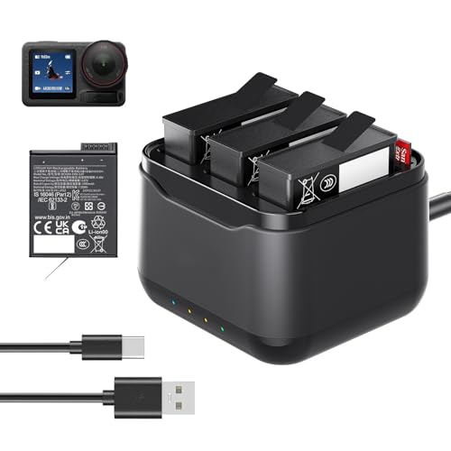 Image of Yantralay 3-Slot Battery Charging Hub for D JI Os mo Action 5 Pro & Os mo 360, Smart Fast Charger Dock with Micro SD Card Storage & LED Charging Indicator