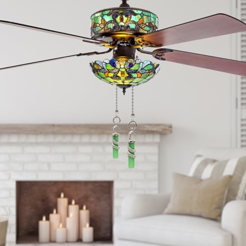 Image of Cobra Pattern Ceiling Fan Pull Chain,Pull Chain Extension Glow in The Dark,12in Fan Pull Chain Pendant,Ceiling Fan Chain Extender with Beaded Fluorescent Light Chains Ornaments, 2PCS