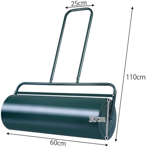 GiantexUK 48L/63L Garden Lawn Roller, Water/Sand Filled Lawn leveller with Scraper Drum & Removable Drain Plug, Heavy Duty Metal Lawn Push Rolling Tool for Grass Seed (48L, 110cm U-Handle, Green)