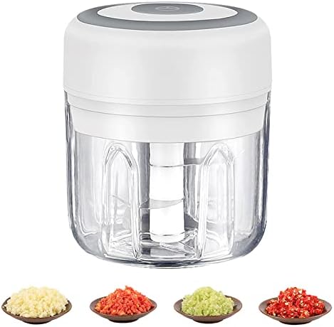 Electric Mini Garlic Chopper, Portable Food Processor, Vegetable Chopper Onion Mincer, Cordless Meat Grinder with USB Charging for Vegetable, Pepper, Onion, Baby Food, Seasoning, Nuts (BPA-Free)