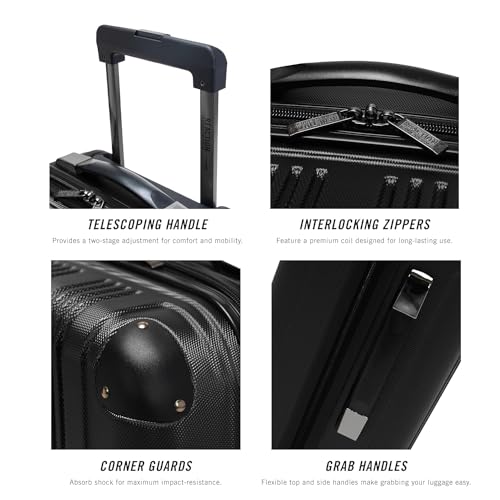 Image of Kenneth Cole REACTION Out of Bounds Lightweight Hardshell 4-Wheel Spinner Luggage, Midnight Black, 20-Inch Carry On