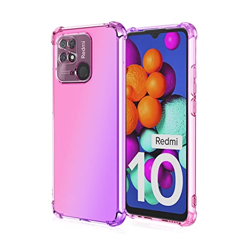 HONLEN Funda para Redmi 10C / Poco C40 Carcasa, (6.71' Inches) Gradiente Transparente TPU Silicona Case, Protección de Esquina Mejorada Cover Rosado Morado