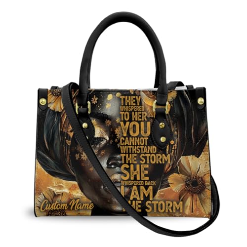 Leather Handbag for Black Women, Custom Name Tote Bag, Mother's Day, Birthday & Christmas Gifts3