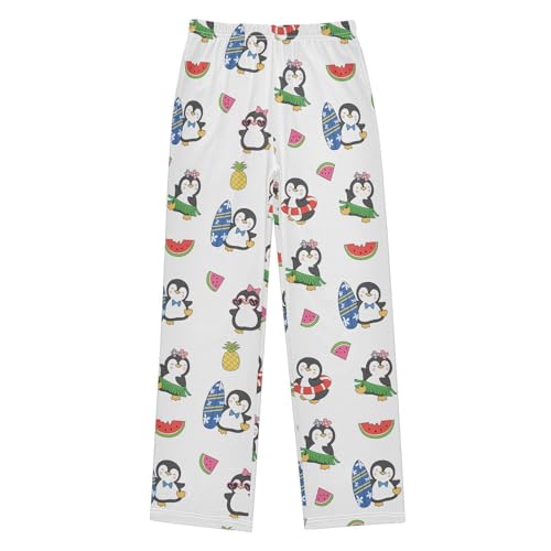 ZZXXB Tropical Penguin Watermelon Boys Long Pants Soft Trousers Elastic Waist Kids Lounge Bottoms with Pockets S-XL