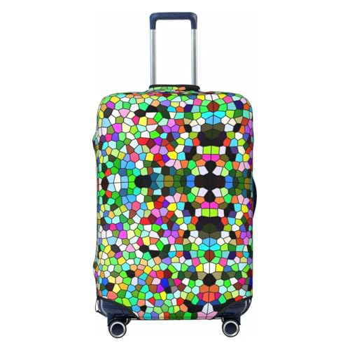 Colorful Tie Dye Stained Glass Luggage Cover Washable Elasticated Luggage Covers for Suitcase TSA Approved Stylish Scratch Resistant Luggage Case Protector