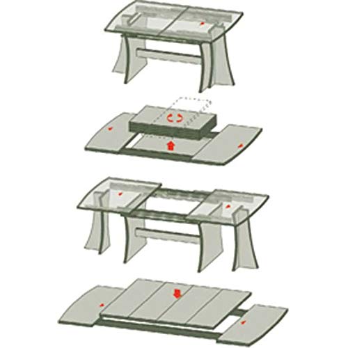 Coulisses de table - ouverture centrale synchronisée - 115 kg - L: 980 mm - Rallonge: 3 x 500 mm