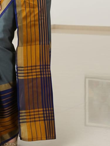 Image of AKHILAM Women's Kanjivaram Woven Soft Silk Saree With Blouse Piece