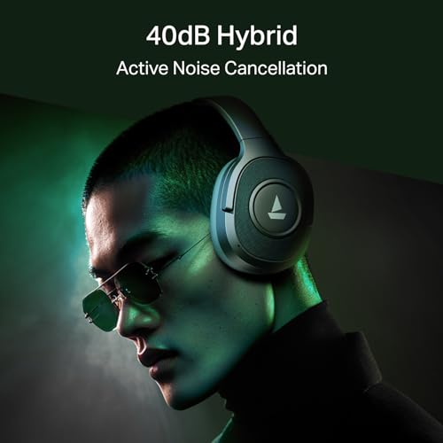 Image of Boat Rockerz Plus 550 ANC, (~40dB) Hybrid ANC, 80Hrs Playback, 40ms Low Latency Beast Mode, 40mm Drivers, BT v5.4, Bluetooth Headphones, Wireless Headphone with Mic (Green Militia)