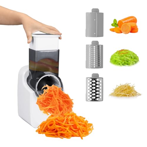 Opiniones de Ralladores eléctricos Top 10. 43 Garqitwan Rallador Eléctrico para Cocina, Rallador Rlectrico de Queso, Rallador de Verduras Electrico Profesional para Ensaladas con 3 Cuchillas de Acero Inoxidablepara Uso en el...