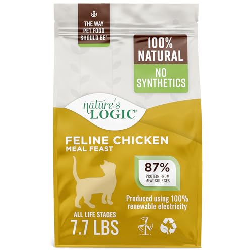 Nature's Logic Feline Chicken Meal Feast Cat Food - High-Protein Dry Food for Cats, 100% Natural Nutrition with Probiotics & Prebiotics - All Life Stages - Chicken, 7.7lbs