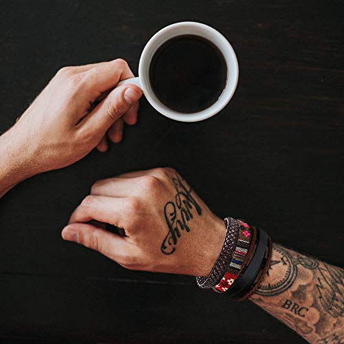 Fibo Steel 31 Pcs Braided Leather Bracelets For Men Women Wooden Beads Cool Hemp Tribal Wristbands Cuff Punk Multilayered Bracelets #TOP2