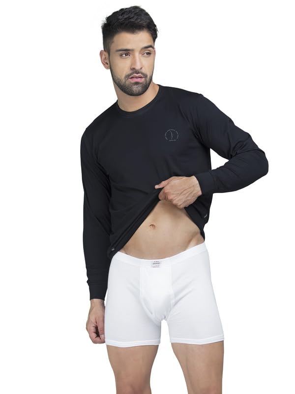 Image of ESSA Men's Trunks | White | 100% Cotton, Hosiery | High Waist | Regular Fit | Inner Elastic Waistband | Breathable Underwear, Innerwear | Solid (Combo Pack of 2)