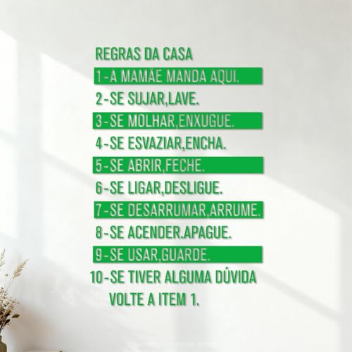 Stickers muraux Règles de la maison portugaises 32x47.8cm Embellissement mural Vert