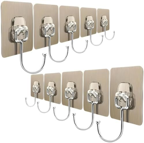PARON 15 PCS Large Adhesive Hooks for Wall Heavy Duty Waterproof Wall Hooks for Hanger Hooks, Stainless Steel Towel and Coats Wall Hook to Use Inside Kitchen, Bathroom, Home and Office