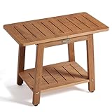 HDPS Shower Bench Seat, Waterproof Poly Lumber Shower Stool, Bathroom Chair with Adjustable Feet, Non-Slip, No Maintenance, Brown
