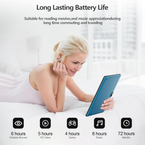Image of Android Tablet 10 Inch, 3GB RAM 64GB Storage, Dual Camera 8.0MP, GMS Certified, Dual Speakers, HD Touch Screen, 6000mAh Battery, WiFi, Bluetooth - Blue
