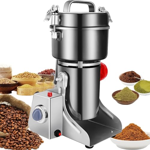 guoyjmm 2000g Molino de Cereales Eléctrico, Acero Inoxidable & 4100W 32000rpm Motor Comercial, para Hierba Café Maíz Especias Hogar, Protección de Sobrecarga