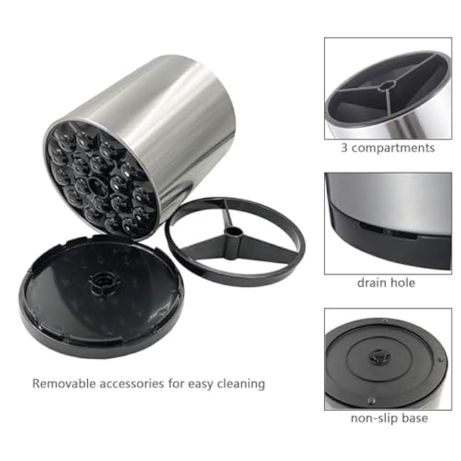 Stainless Steel Rotating Utensil Holder, 6.2L X 6.2W X 8H