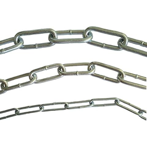 Stahlkette Verzinkt DIN763 - 2mm, 3.5mm oder 4.5mm Stahldurchmesser - 0,5m 1m 3m 5m 25m Meter Meterware - Kette aus Stahl - Dicke und Länge auswählen (0,5 Meter - 2x22x8mm) Cover
