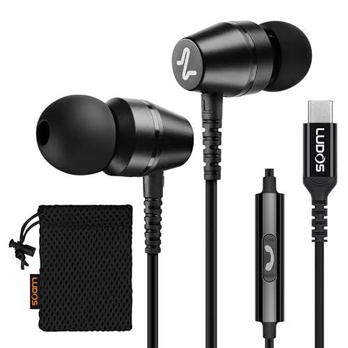 LUDOS OMNITONE USB C Headphones for iPhone 17 16 15 Pro Max Plus Air iPad Pro 5 Years Warranty USB-C Earbuds for Samsung Galaxy S24 S23 Ultra S22 S21 FE S20 Z Flip 3 Fold 4 USB Type C Earphones