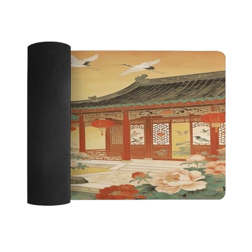 Cranes Dance in The Garden Desk Pad grande impermeable miniatura 3