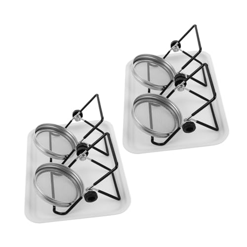 GANAZONO 2 Set Kit Germogliatore Acciaio Inossidabile per Barattoli Bocca Larga Coperchi Rete con Supporto e Vassoio per Germogli di Semi, Broccoli e Fagioli Kit Coltivazione Nutriente per