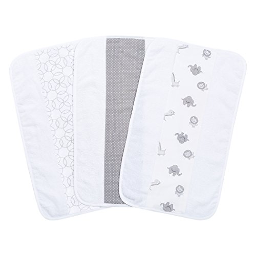 Trend Lab 3 Pack Jumbo Burp Cloth Set, Safari Gray
