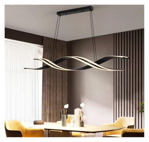 Lustre LED moderne noir 120cm avec gradation à distance pour éclairer votre table