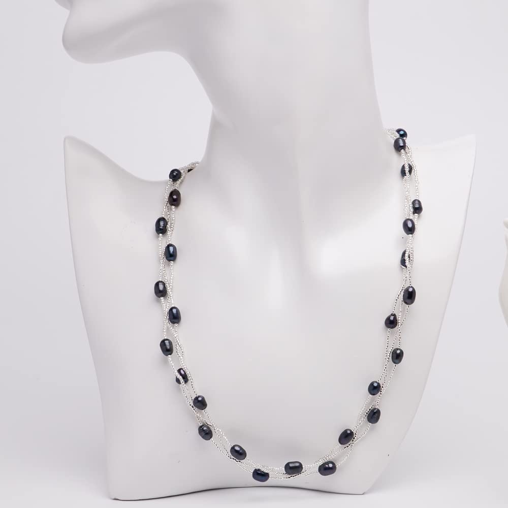 TreasureBay Collar de perlas de agua dulce natural conjunto de joyas de perlas y pendientes
