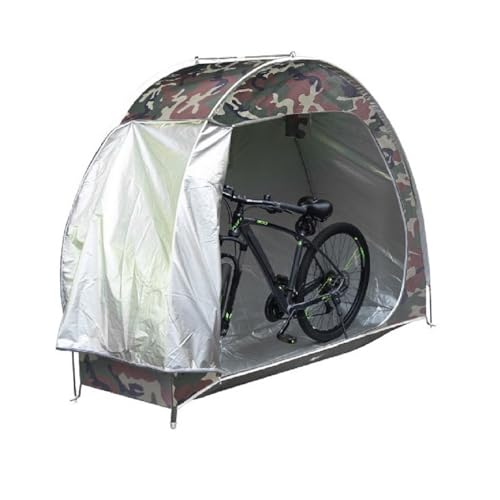 Garage per bicicletta, impermeabile, per 2 biciclette, portatile, pieghevole, con custodia, tessuto Oxford 210D argentato e asta in fibra di vetro, 190 x 75 x 160 cm (colore mimetico)