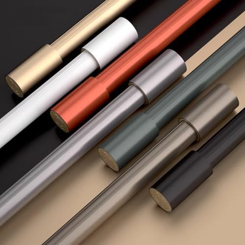 28mm Dark Gray Aluminum Double Curtain Rods with Brackets & Rings - Adjustable Wall-Mounted Drapery Rods for Layered Sheer & Blackout Curtains in Bedroom & Living Room (280cm)