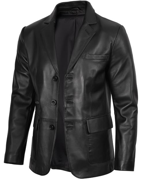 Image of Decrum Leather Blazer Men - Real Lambskin Stylish Leather Blazer for Men
