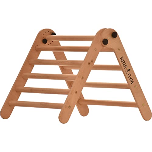 RINAGYM Triangle d'escalade Double échelle d'intérieur - Cadre en Bois pour Enfants - Favorise l'équilibre - Peinture et Peinture à Base d'eau - Capacité de Charge de 50 kg Cover
