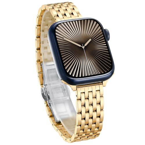 Memori Planet Stainless Steel Bands for Watch Series 10 9 8 7 6 5 4 3 2 1, Silver and Gold 42mm 44mm 45mm Feminine